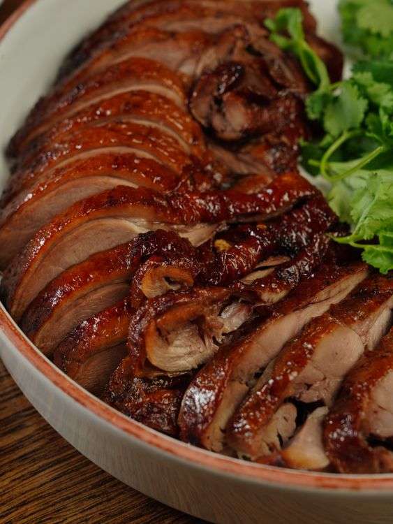 Duck, spinach and pear